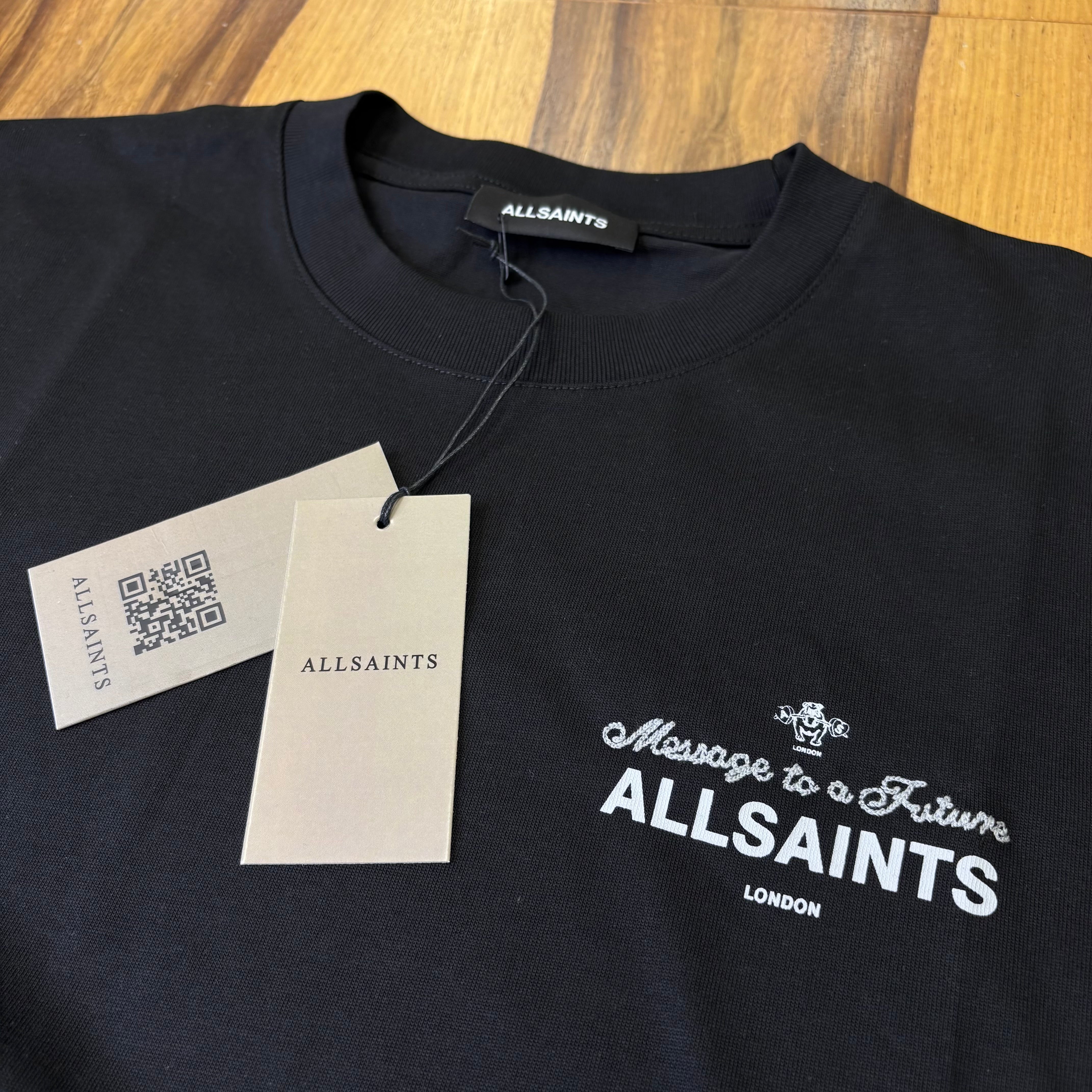 טי שירט - ALLSAINTS - שחור כיתוב אפור