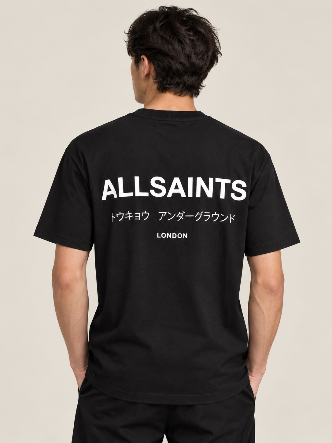 טי שירט - ALLSAINTS - שחור כיתוב לבן