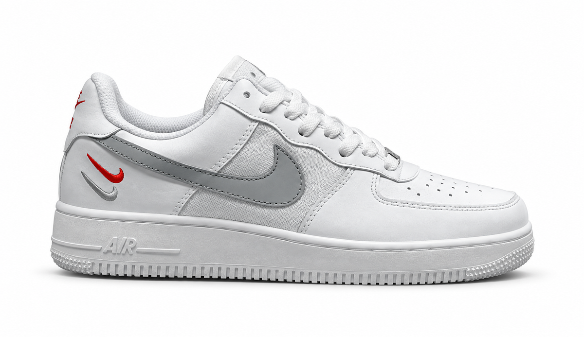 נעלי - Air force 1 - לבן סמל אפור