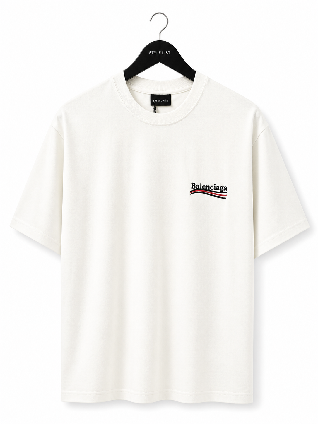 טי שירט - BALENCIAGA - לבן כיתוב שחור