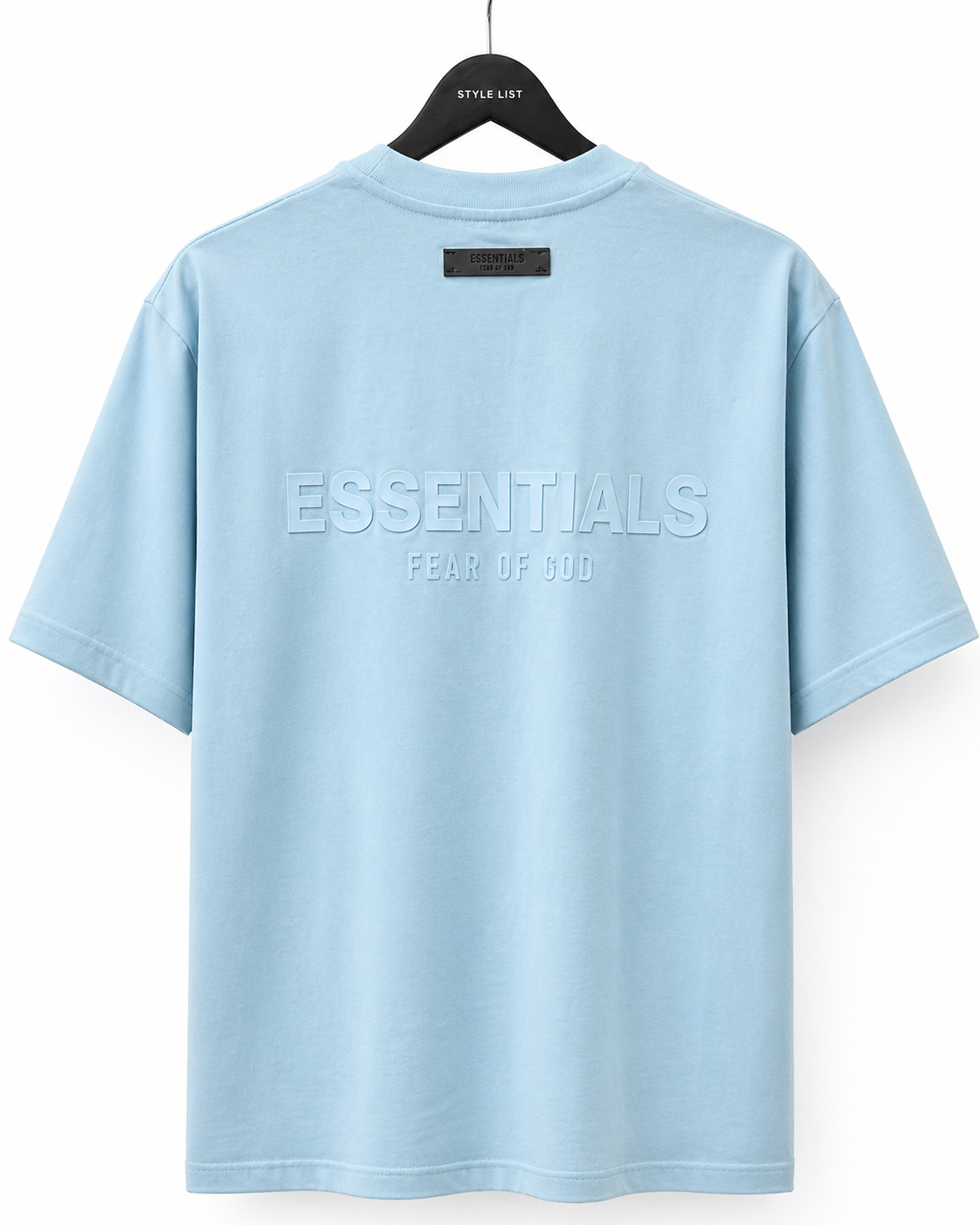 טי שירט - ESSENTIALS - תכלת כיתוב תכלת