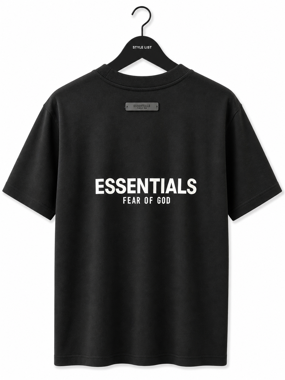 טי שירט - ESSENTIALS - שחור כיתוב לבן