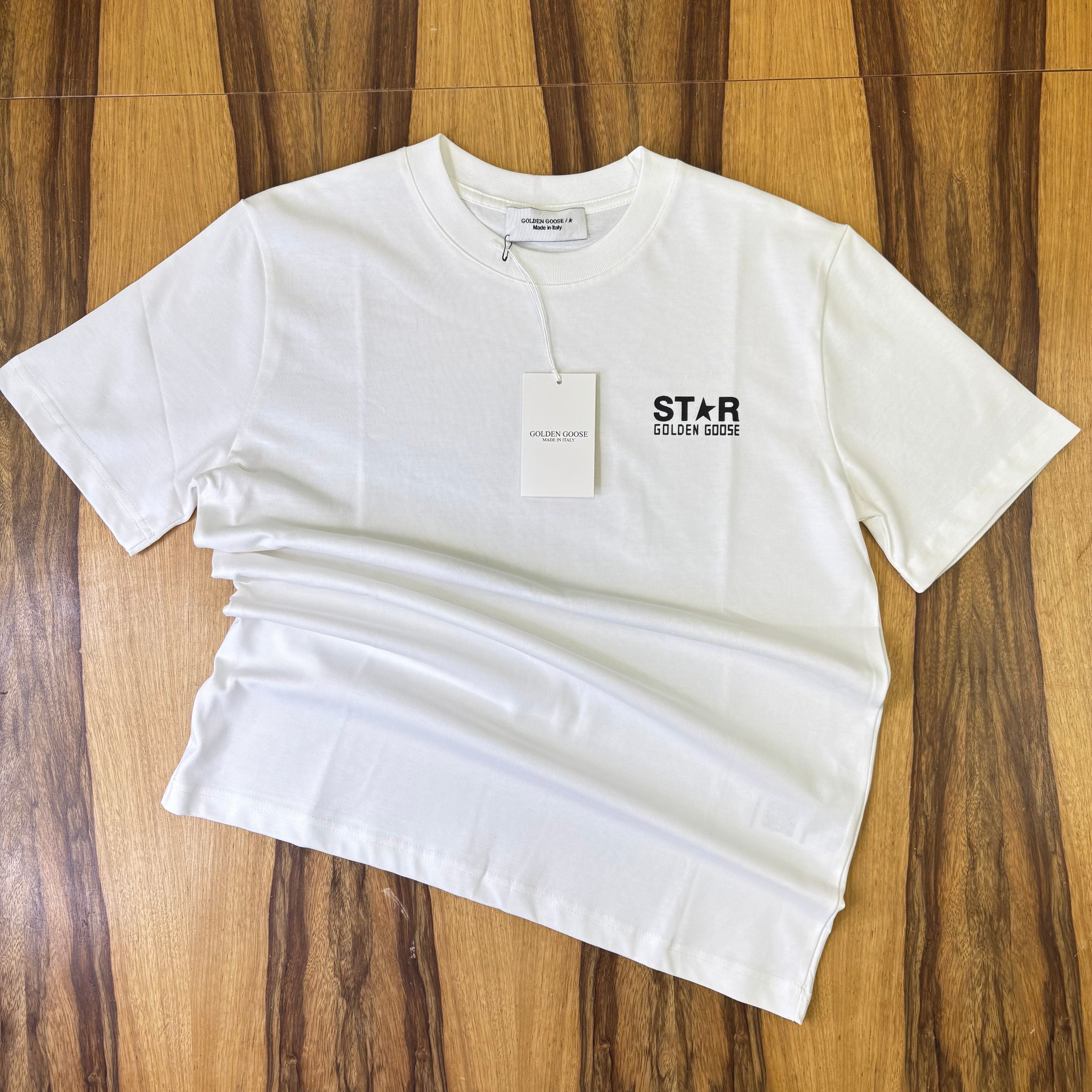 טי שירט - GOLDEN GOOSE - לבן כיתוב שחור STAR