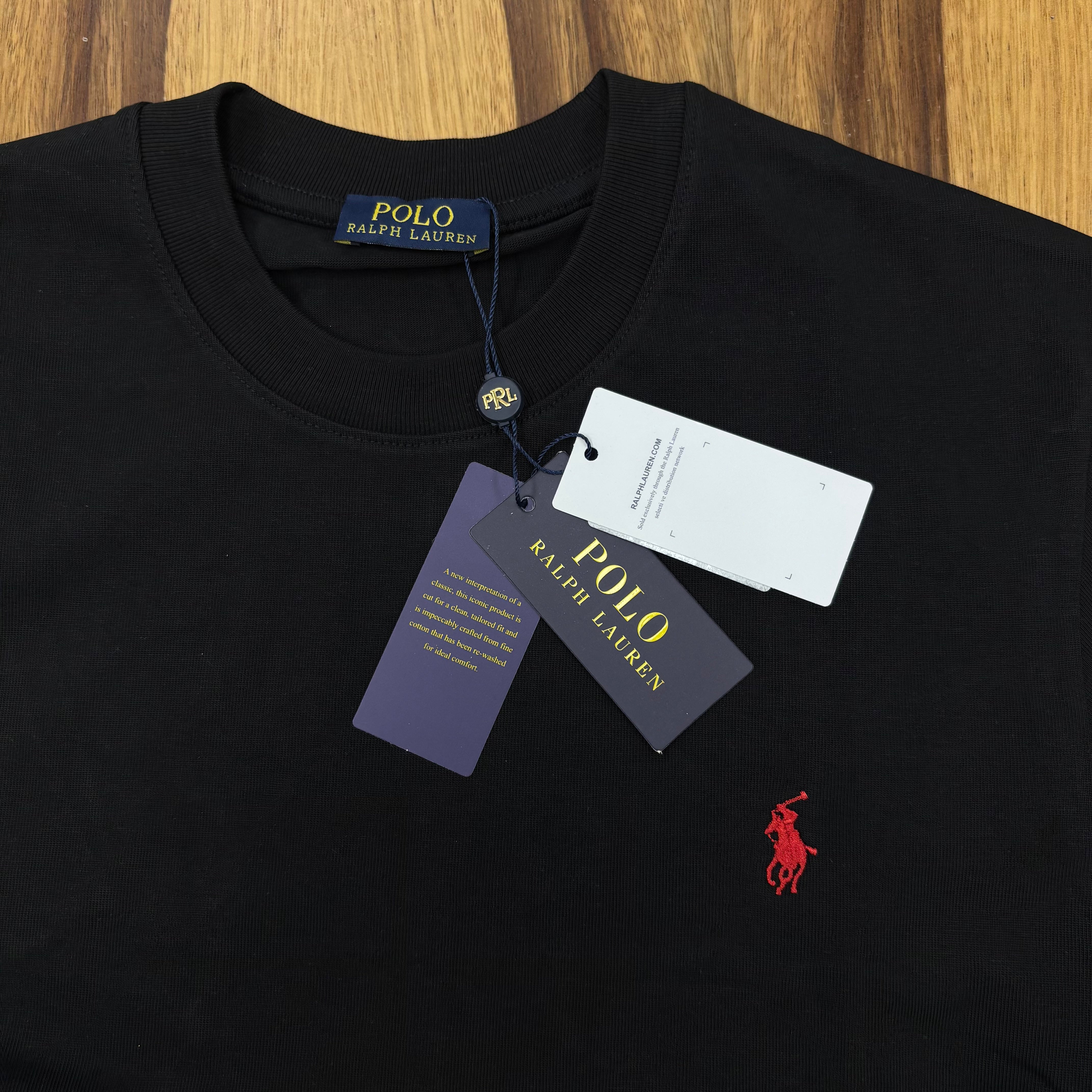 טי שירט - POLO RALPH LAUREN - שחור סמל אדום