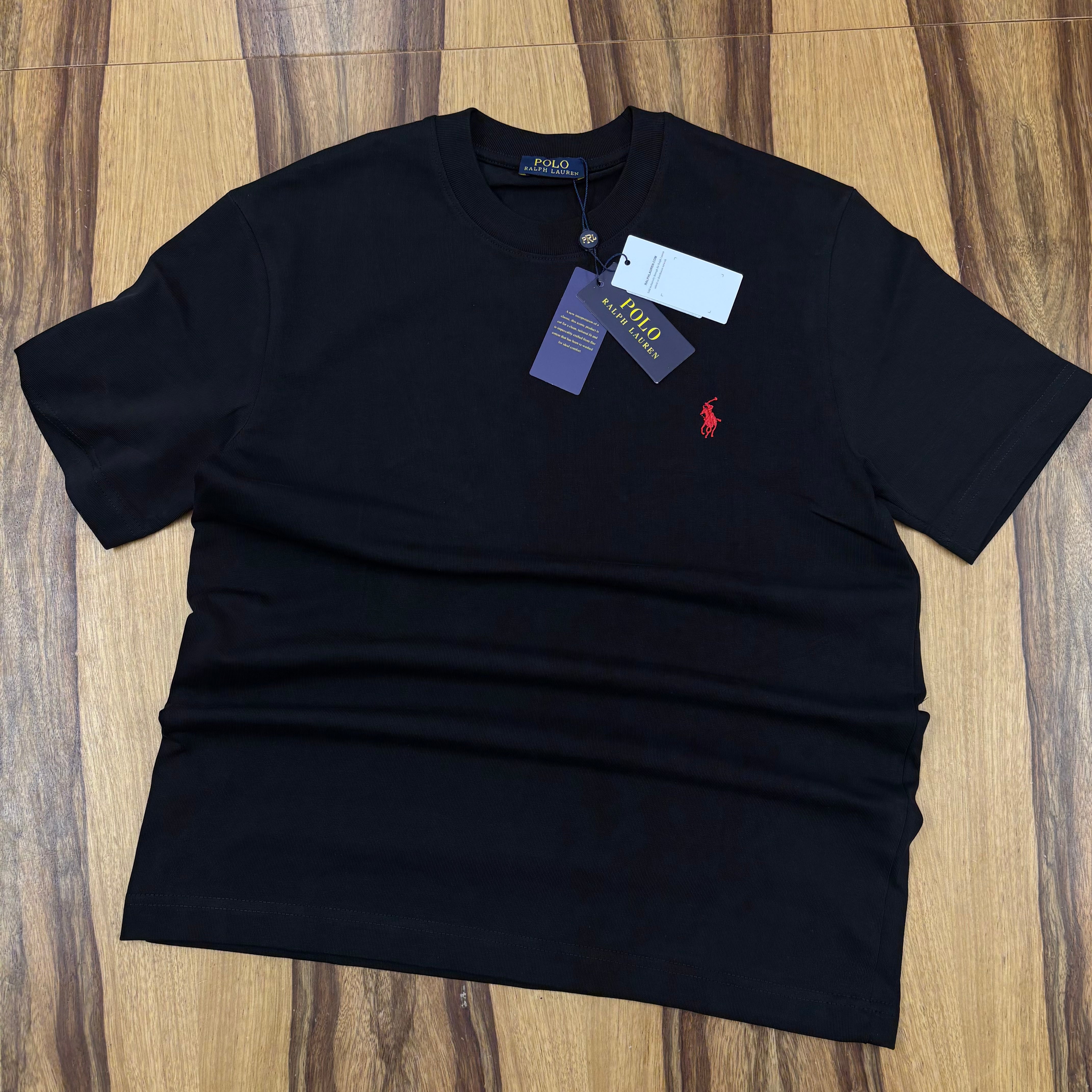 טי שירט - POLO RALPH LAUREN - שחור סמל אדום