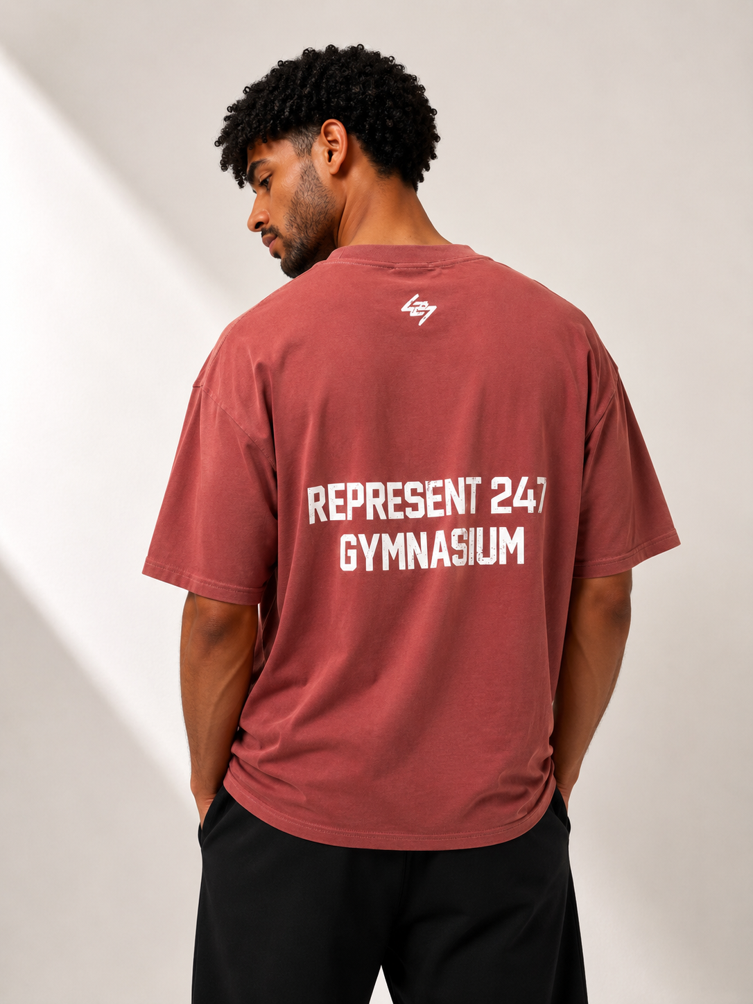 טי שירט - REPRESENT - בורדו כיתוב לבן