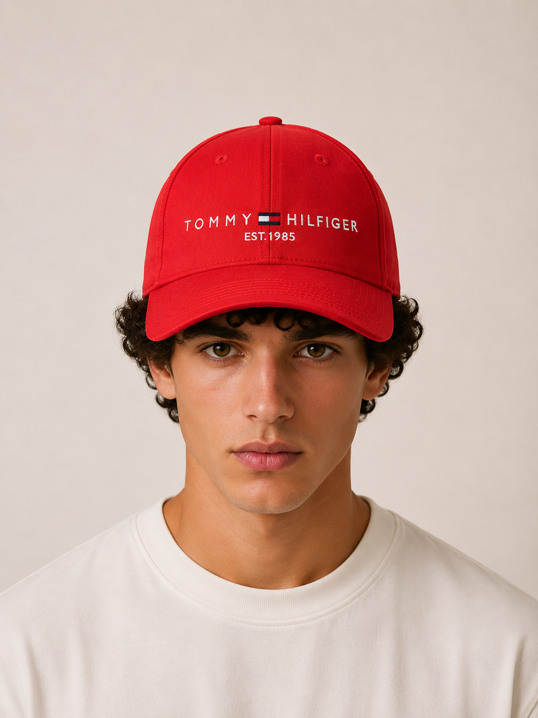 כובע TOMMY HILFIGER - אדום עם כיתוב לבן