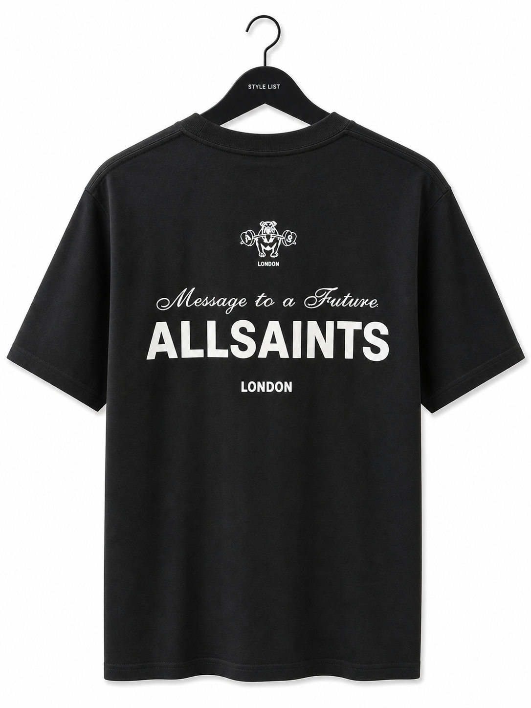 טי שירט - ALLSAINTS - שחור כיתוב אפור
