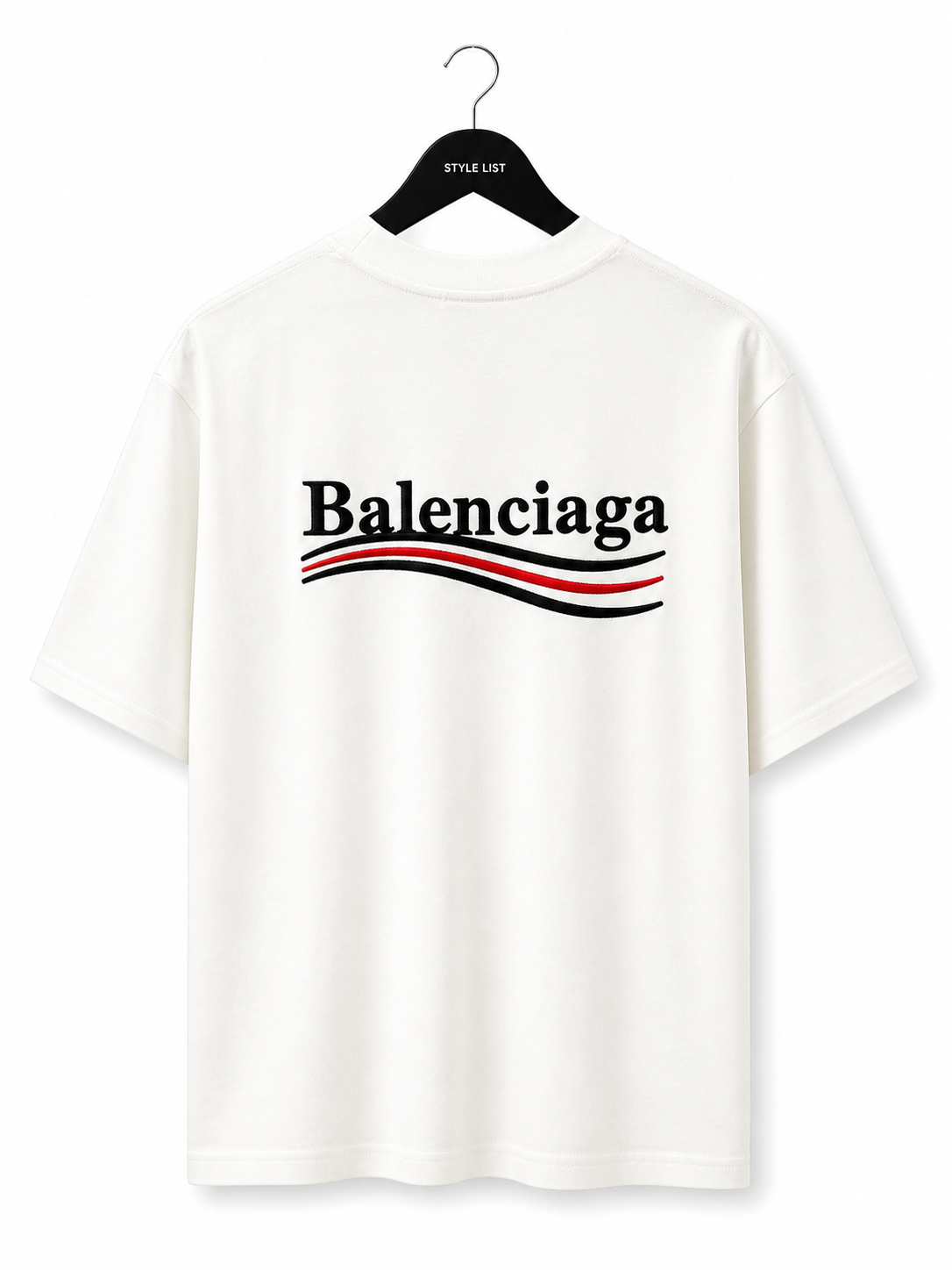 טי שירט - BALENCIAGA - לבן כיתוב שחור