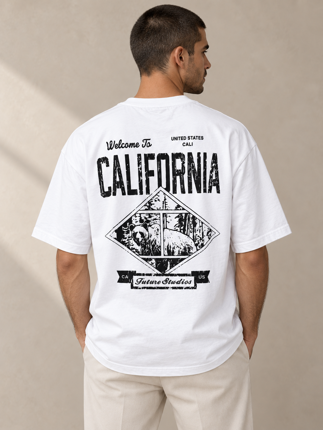 טי שירט - CALIFORNIA - לבן