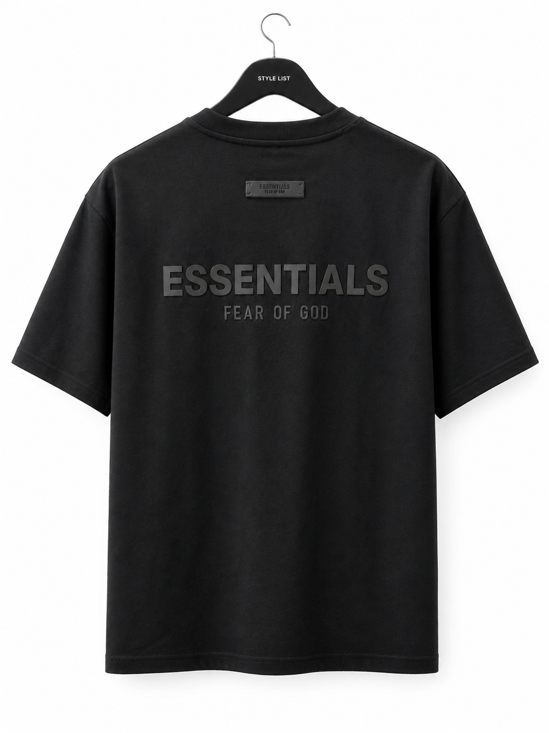 טי שירט - ESSENTIALS - שחור  כיתוב שחור