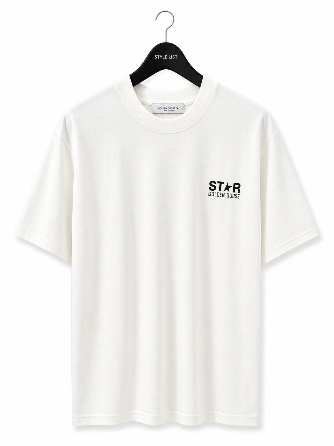 טי שירט - GOLDEN GOOSE - לבן כיתוב שחור STAR