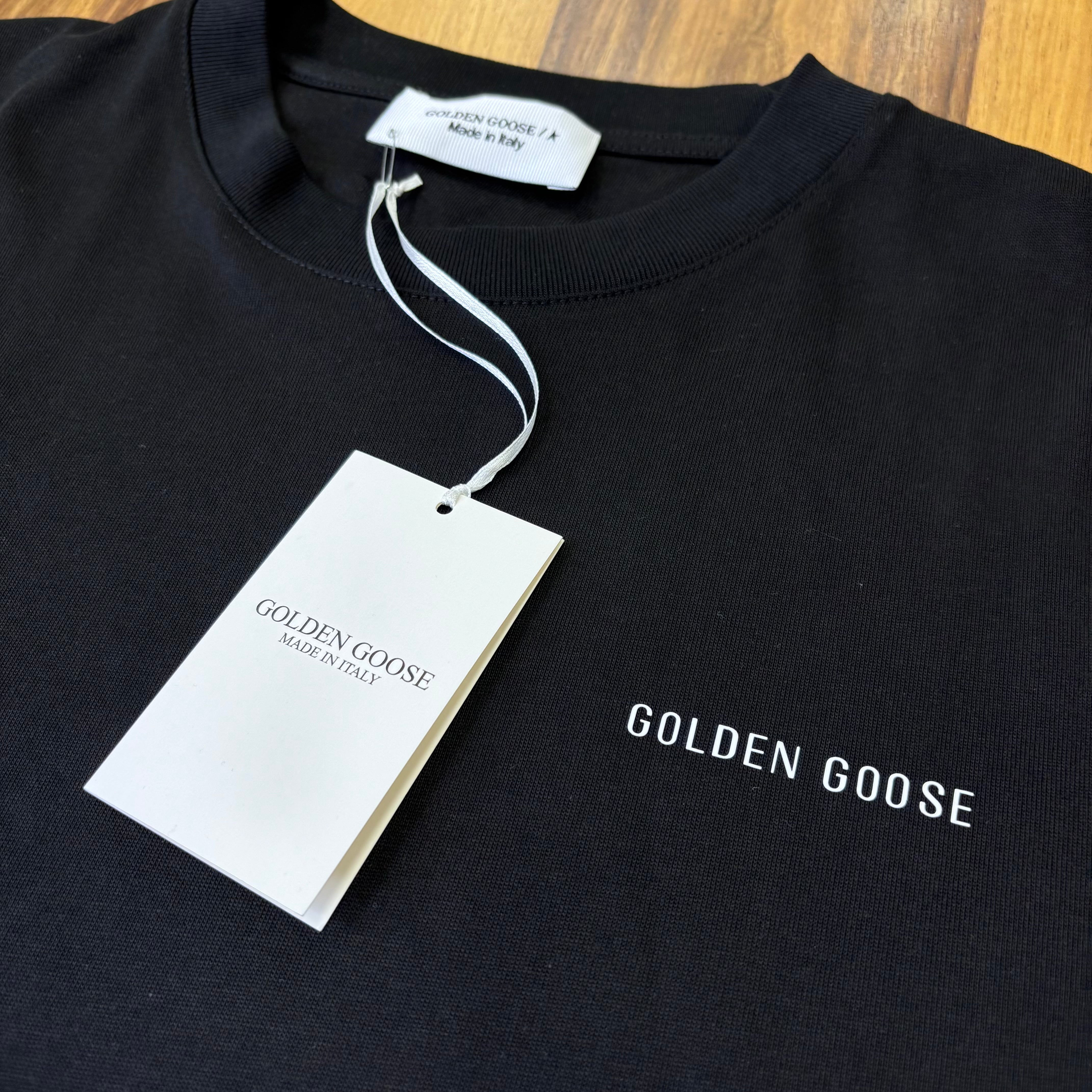 טי שירט - GOLDEN GOOSE - שחור כיתוב לבן