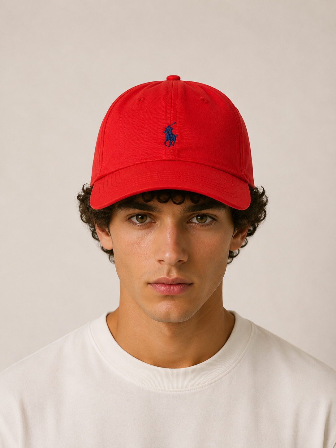 כובע POLO ‏- ‏אדום עם לוגו כחול