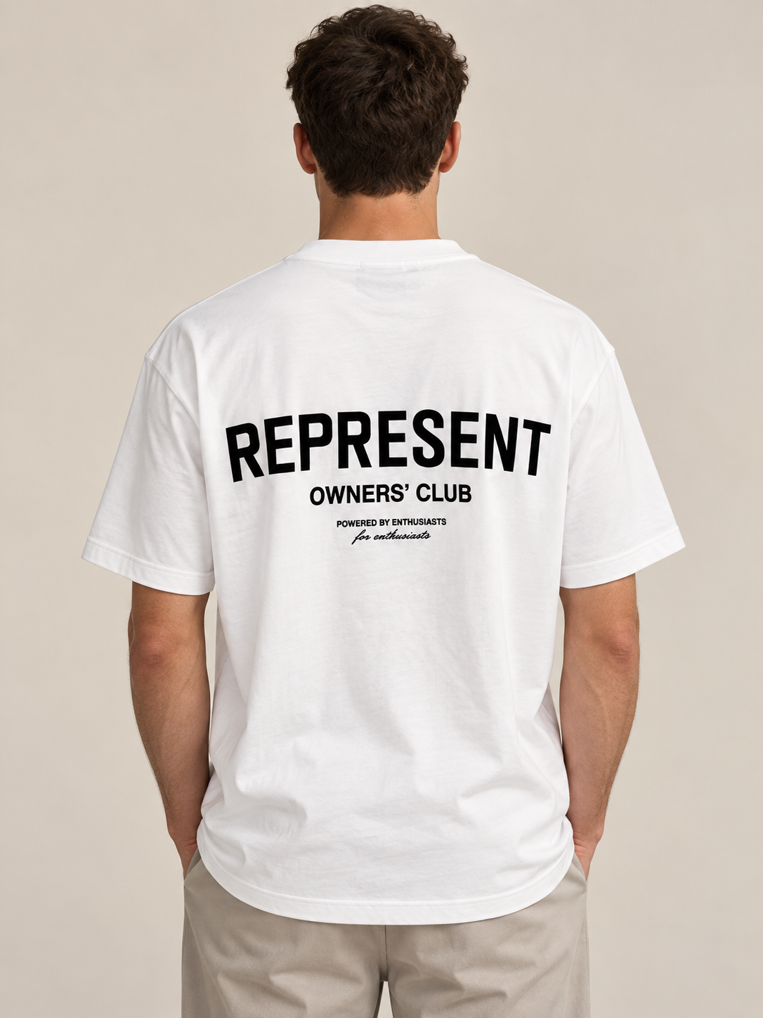 טי שירט - REPRESENT - לבן כיתוב שחור