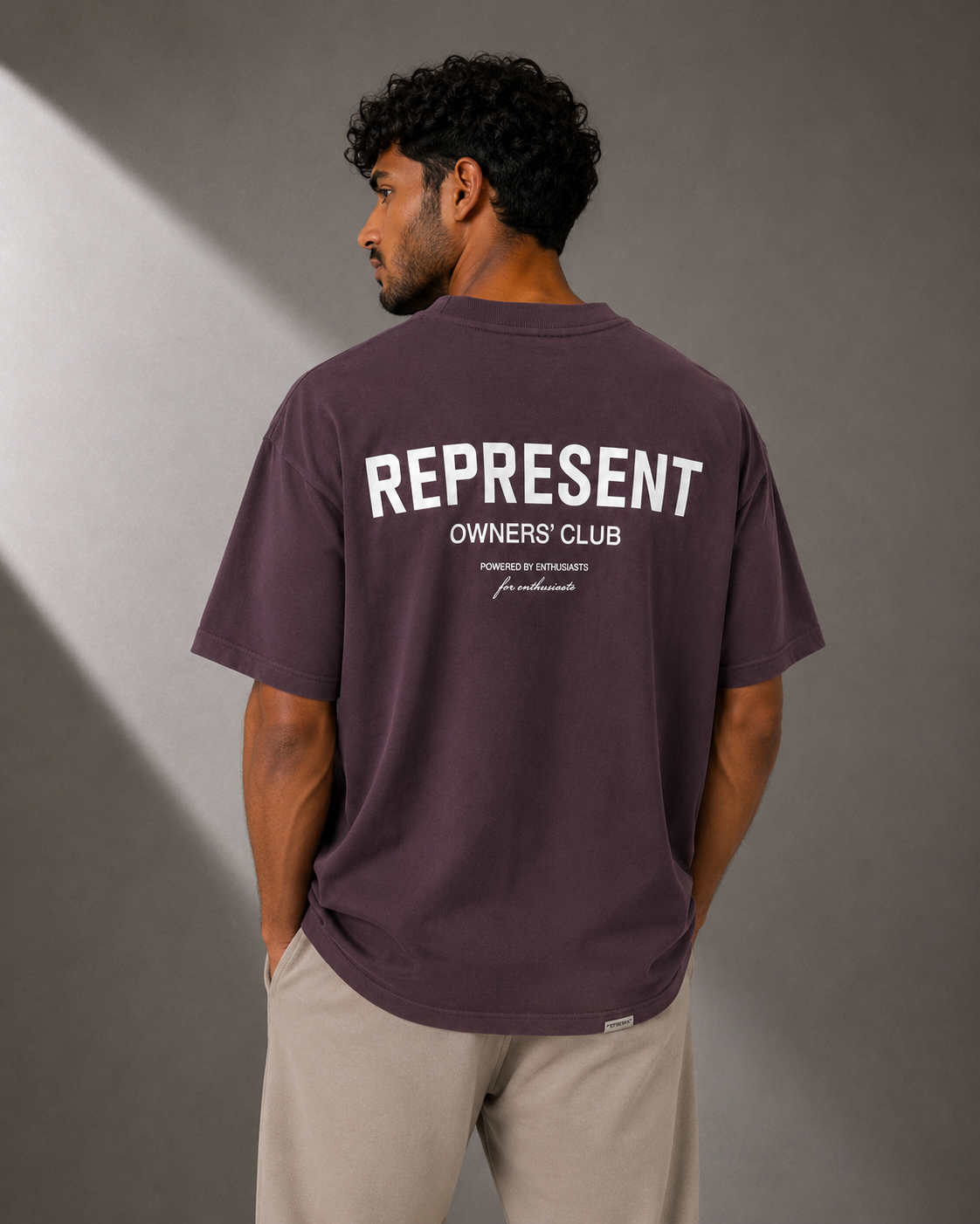 טי שירט - REPRESENTS - סגול כיתוב לבן