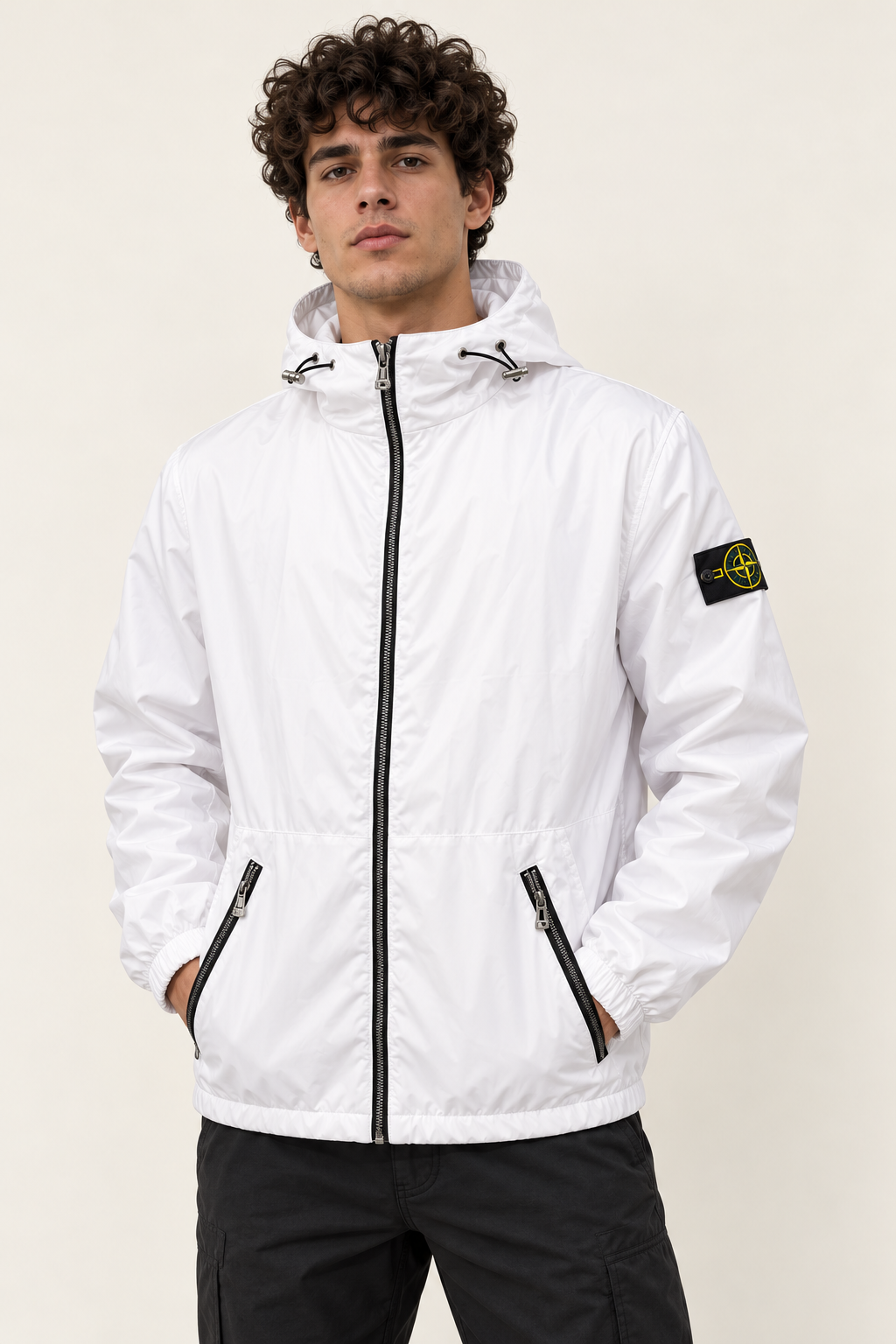 מעיל רוח - STONE ISLAND - לבן
